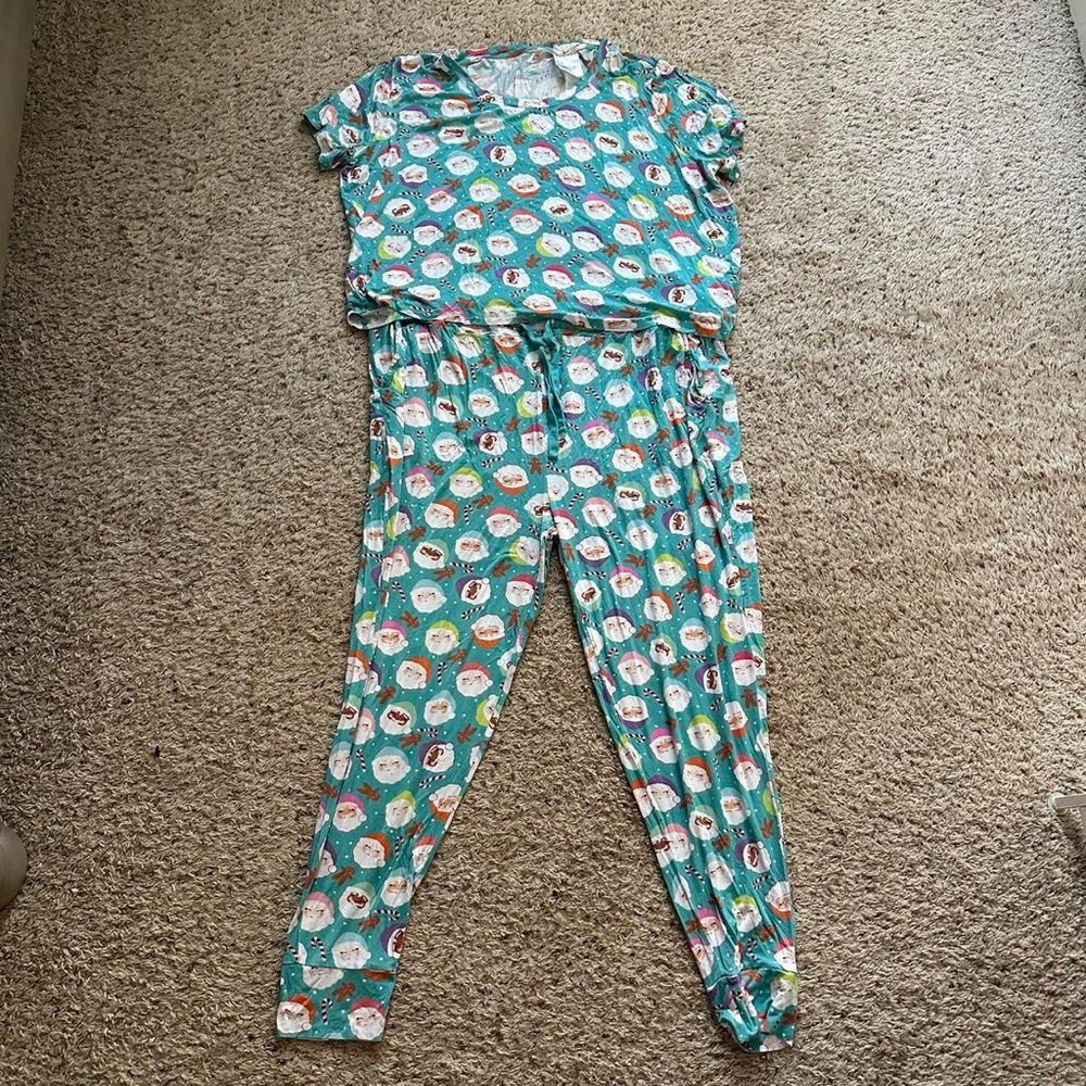 Posh Peanut Glitterville Womens Pajama Set Papa Noel Size 2XL Holiday Sleepwear